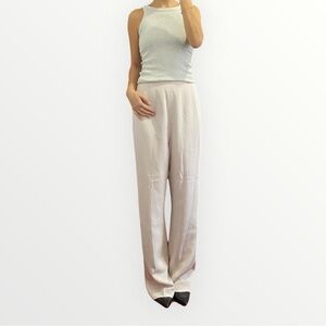 Sunny Choi Vintage 90s Cream/Light Pink Silk Staight Leg Women's Pants Size US 6